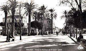 ROUIBA - PLACE ET AVENUE DE LA GARE - 1954